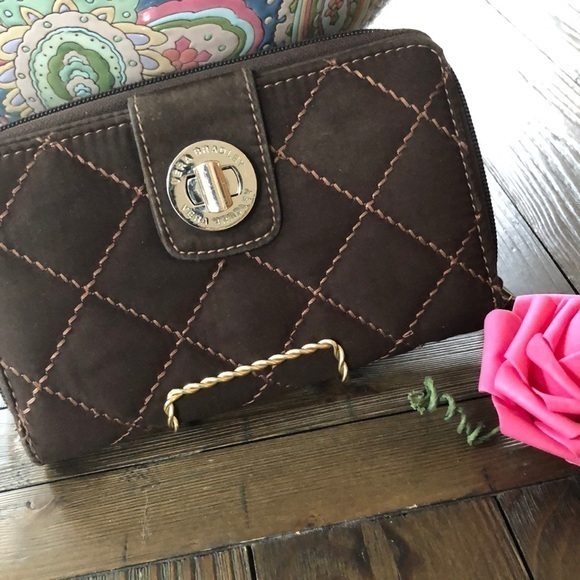 Vera Bradley Handbags - Vera Bradley brown quilted zippered wallet clutch
